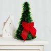 Umelý vianočný strom na stôl - zelený - 2 červené mašle - 26 cm