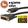 DVI-D / HDMI kábel • 5m pozlátený