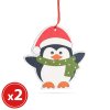 Sada vianočných ozdôb - tučniak - z dreva  - 8 x 6 cm 2 ks / balenie