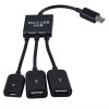 3 v 1 Micro USB HUB DVOJITÝ USB 2.0 OTG ADAPTÉR