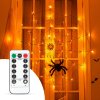 Pavučinový záves s pavúkom - 60 ks teplých bielych LED - USB