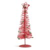 Trblietavý, kovový vianočný strom - 28 cm - červený