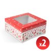 Darčeková krabica - papier, vianočný vzor - priehľadný vrch - 2 ks / balenie