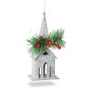 Vianočný trblietavý kostol s vešiakom - 16 x 6,5 cm - strieborný