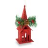 Vianočný trblietavý kostol s vešiakom - 16 x 6,5 cm - červený