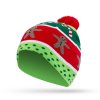 Vianočná čiapka - s farebnými LED, so strapcom, na batérie - zelená