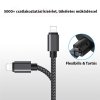 Extra odolná Lightning iPhone rýchlonabíjačka a dátový USB kábel 1 m - Sivá