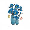 Nálepka s kvetinou na stenu 3D Modrá