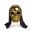 Lesklá maska ​​lebky - zlatá - dospelá veľkosť - 16 x 24 cm