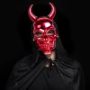 Lesklá maska ​​lebky - červený čert - dospelá veľkosť - 16 x 30 cm