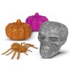 Halloweenska dekoračná sada - pavúk, lebka, 2 ks tekvíc - glitrové