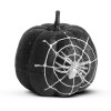 Halloweenska tekvicová dekorácia - čierne glitre - s pavučinou - 15 cm