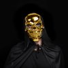 Lesklá maska ​​lebky - zlatá - dospelá veľkosť - 16 x 24 cm
