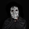 Lesklá maska ​​lebky - strieborná - dospelá veľkosť - 16 x 24 cm