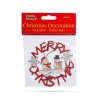 Vianočná dekorácia - drevo, červený snehuliak - 10 cm