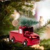 Ozdoba na vianočný strom - autíčko so stromom - 10 x 4,5 x 8 cm