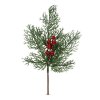 Vianočná dekorácia - vetva s červenými bobuľami - 35 cm
