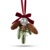 Vianočná dekorácia na dvere - strom, šiška , strieborná gula - 16 x 15 cm