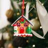 Vianočná magnetická dekorácia - 2 v 1 - medovníkový domček so snehuliakom - 85 x 75 mm