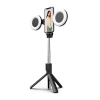 Selfie tyč a statív s 2 kruhovými zrkadlovými LED svetlami 3v1