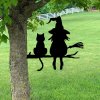 Dekorácia na strom čarodejnice a jej mačky pre záhradu