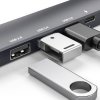 Multifunkčný USB hub - HDMI + Type-C 3.0 - 3xUSB-A, 1xType-C - 5 Gbps, 100 W - čierny