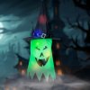 Halloweenska LED dekorácia - duch - zelená - 10 farebných LED - zavesiteľná - 2 x 2032 - 75 x 35 cm