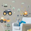 súprava nástenných samolepiek s pracovnými strojmi