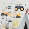 súprava nástenných samolepiek s pracovnými strojmi