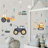 súprava nástenných samolepiek s pracovnými strojmi