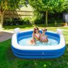 Nafukovací bazén s opierkou hlavy a držiakom na nápoje - 213 x 206 x 60 cm - Biely / Modrý