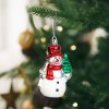 Vianočná dekorácia - snehuliak - závesná - plast - 9 x 5,5 cm