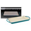 Smaragdovo modrý smaltovaný liatinový grilovací plech 33*21,5 cm