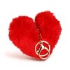 Prívesok na kľúče - v tvare srdca - plyš, červený - 13 x 10 cm