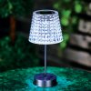Chybný! Solárna stolová lampa – priehľadná – studená biela LED – plast – 26 x 12 cm