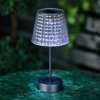 Solárna stolová lampa – dymová – studená biela LED – plast – 26 x 12 cm