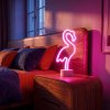 Neónová LED lampa - ružový plameniak - 3 x AA + USB - 12 x 8,5 x 29,5 cm