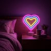 Neónová LED lampa - farebné srdce - 3 x AA + USB - 25,2 x 1,6 x 23 cm