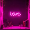 Neónová LED lampa - ružový „Love“ - 3 x AA + USB - 34 x 1,6 x 12,5 cm