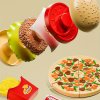 Pikniková súprava s burgerom, pizzou a hranolkami