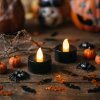 Halloween dekorácia so svetlom - LED čajová sviečka - čierna - 2 ks / balenie