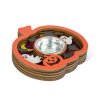 Halloweenska dekorácia - držiak na čajovú sviečku - tekvica - MDF - 11 x 11 x 1,8 cm