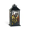 Halloweenová blikajúca lampáš - hrad - na batérie - čierna - 30 x 14 cm