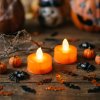 Halloween dekorácia so svetlom - LED čajová sviečka - oranžová - 2 ks / balenie