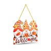 Jesenná dekorácia - závesná ozdoba na dvere so škriatkami - MDF - „Welcome” - 32 x 26 cm