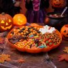 Halloweenová servírovacia miska - tekvica - oranžová - plast - 30 x 27 cm