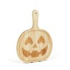 Halloweenský servírovací/podávací tanier s rukoväťou – drevený – motív tekvice – 26,5 x 20 x 1,5 cm