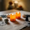 Halloweenová svietiaca dekorácia - LED sviečka - oranžová - 2 ks / balenie