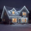 Svetelný záves – 15 m – studená biela – 600 LED – 100–240 V – 6 W – priehľadný kábel