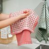 3 ks moderná vyšívaná kockovaná bavlnená kuchynská utierka
